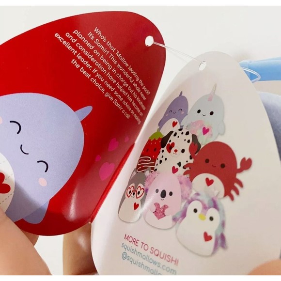 3.5" Squishmallow samir blue whale clips valentines day - Picture 2 of 2